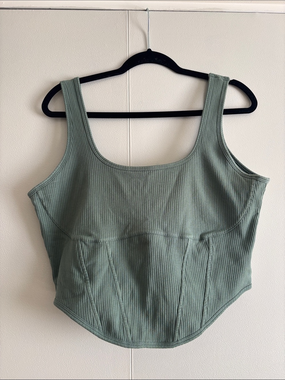 PINK Victoria's Secret Ribbed Sage Green Crop Tank